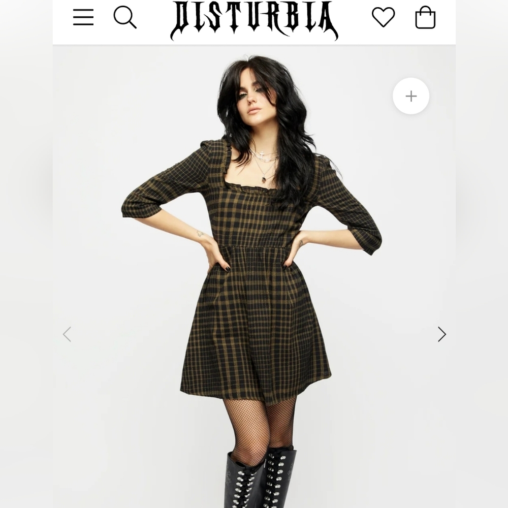 Dropout Check Ruffle Shirred Mini Dress UK16